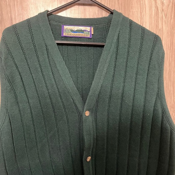 Vintage Shenandoah Green Knit V-Neck Sweater Vest - Men's Size XL - Picture 2 of 10